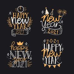 new year's greeting cards with hand lettering