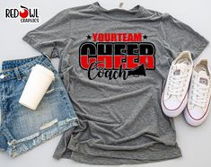 Cheerleading Coach Shirts, Coach Tshirt Ideas, Cheer Shirts Designs Cheerleading, Cheer Shirt Ideas, Youth Cheerleading, Cheer Clothes, Coach Tshirts, Cheer Coach Shirts, Cheerleading Coach