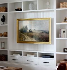 How to Build a DIY TV Frame - Plank and Pillow Tv Picture Frame Diy, Diy Tv Frame, Television Frame, Plank And Pillow, Vaulted Ceiling Ideas, Kelly Jones, Kitchen Wall Units, Bunk Beds Built In, Build A Frame