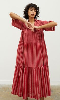 Red stripe dress - Plümo Ltd Stripe Dress Outfit, Cotton Stripe Dresses, Cotton Maxi Dress, Large Clothes, Designer Dresses Casual, Cotton Maxi, Maxi Dress Cotton, Stripe Dress