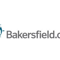 the bakers field logo is shown on a white background with blue and gray letters