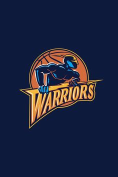 the golden state warriors logo is shown in blue and gold