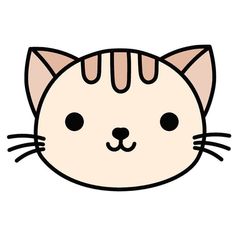 a cartoon cat's face with black lines on the front and back of it