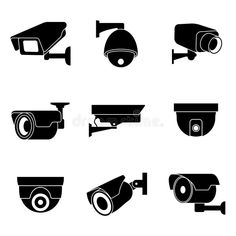 black and white security camera icons