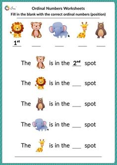 the worksheet is filled with different animals and numbers