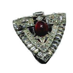 Antique Art Deco Ruby Cabochon Paste Dress Clip (A894) Size: 1.75" Color: Silver, Red Condition: Good; One Stone Was Missing And One Was Replaced, But It Is Not Exactly In The Correct Spot (Upper Right). Please See Picture. Most Stones Are Still Very Nice. Era: Circa 1920s Signed: None Details: Early Piece. Please Look At All The Photos, As They Are Part Of The Description. I Try My Best To Point Out Any Flaws. Also Please Remember This Is A Preloved Piece And May Show Signs Of Light Wear, Marks Dress Clips, Dress Clip, Shoe Clips, Antique Art Deco, Remember This, Antique Art, Heart Charm, Favorite Jewelry, Charm Necklace