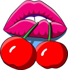 the lips and two cherries are on top of each other