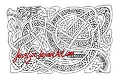 an intricate design with red ink on white paper, and the words never laugh about love