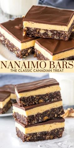 the best ever nanamio bars are made with chocolate and nutellate, then topped with peanut butter