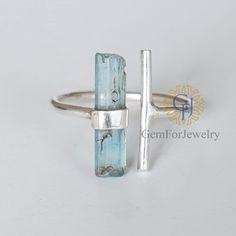 Raw Aquamarine Bar Ring, Adjustable Aqua Silver Stick Ring, March Birthstone Jewelry, Aquamarine Stick, Silver Handmade Ring, Birthday Gift - Etsy Raw Tourmaline Ring, Jewelry Aquamarine, Healing Crystal Ring, Raw Crystal Ring, Raw Aquamarine, Green Tourmaline Ring, Raw Gemstone Jewelry, Raw Gemstone Ring, Raw Stone Ring