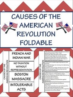 an american revolution foldable book with the words cause of the american revolution foldable