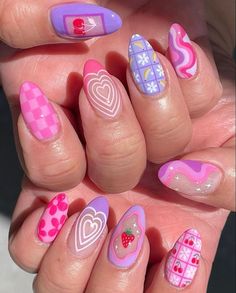 Design Acrylics, Paznokcie Hello Kitty, 2024 Nails, Hippie Nails, Nail Art For Beginners, Floral Nail Designs, Colorful Nails, Summery Nails, Pink Nail Art