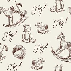 an image of toy animals and toys drawn by hand