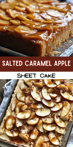 Salted Caramel Apple Sheet Cake Caramel Apple Sheet Cake, Apple Sheet Cake, German Chocolate Cookies, Salted Caramel Recipes, Caramel Glaze, Lunch Appetizers, Diced Apples, German Chocolate, Appetizer Salads