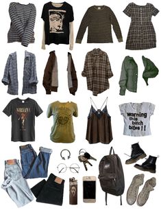 Make Grunge Outfits, Grunge Style Women Outfit Ideas, Grunge Wardrobe Capsule, Indie Rock Clothes, 90s Grunge Rock Outfit, Amazon Grunge Clothes, Grunge Style Guide, Nerdy Grunge Outfits, 1990 Grunge Fashion