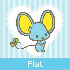 a blue and yellow mouse with the word flat