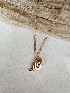 14K gold filled 7mm disc and mini boot and hat  charm necklace. Handstamped to order. 16in paperclip chain. Perfect for bridesmaids gifts or any occasion. Cowboy Boot Necklace, Cowboy Romance, Cowgirl Gifts, Western Gifts, Cowboy Boot, Music Gifts, Bridesmaids Gifts, Initial Necklace, Hand Stamped