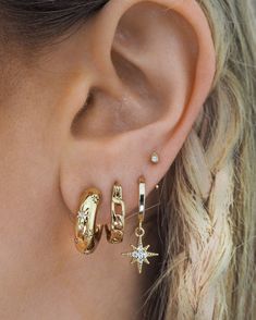 Gold Star Earrings With Diamond Accents, Gold Star-shaped Earrings With Diamond Accents, Classy Jewelry, Jewelry Essentials, Stacked Jewelry