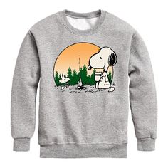 He'll love showing off his look with this Boys' Peanuts Campfire Fleece Graphic Sweatshirt. He'll love showing off his look with this Boys' Peanuts Campfire Fleece Graphic Sweatshirt. Crewneck Long sleevesFABRIC & CARE Machine wash Cotton, polyester Imported Size: Small. Color: Med Grey. Gender: male. Age Group: kids. Peanuts Snoopy Woodstock, Sweatshirt Crewneck, Snoopy And Woodstock, Toddler Boy Outfits, Top Graphic Tees, How To Show Love, Fleece Sweatshirt, Graphic Long Sleeve, Campfire