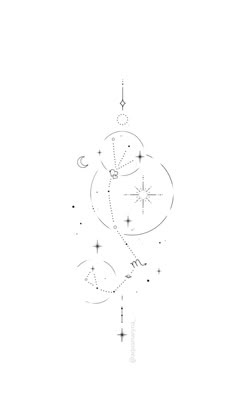 a black and white drawing of a christmas tree ornament with stars on it