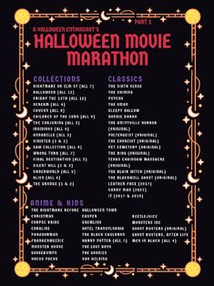 the halloween movie marathon poster is shown