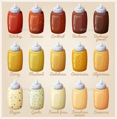 different types of baby food in jars