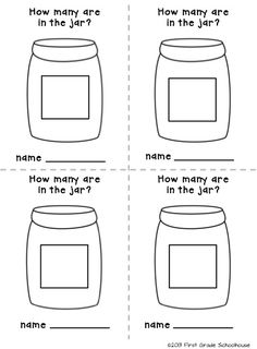 four different jars with names and numbers to match the words in each one's name