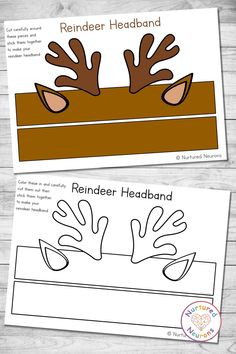 the reindeer headband is made out of paper and has two hands on top of it