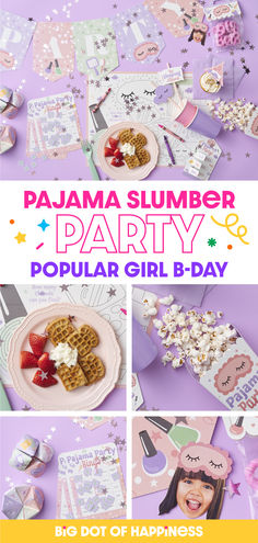 a collage of photos with the words pajama sumber party on it