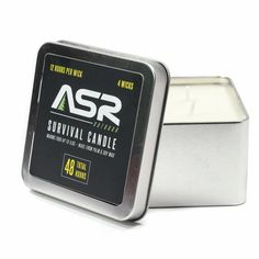 an asr survival candle in a tin