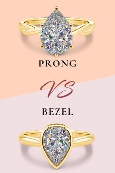 the prong vs bezel ring is shown in three different colors