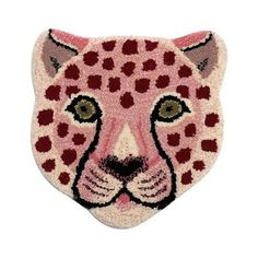 a pink and black leopard head on a white background