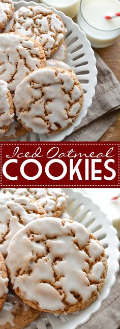 cookies with white icing on a plate