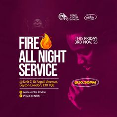 the flyer for fire all night service