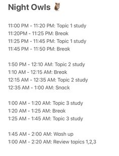 an image of the night owls schedule