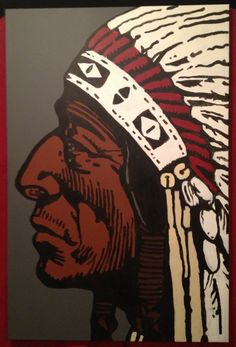 a painting of a native american man wearing a headdress