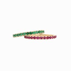 Stackable Rings-Stackable Sapphire, Emerald or Ruby Halfway Bands | Solid 14k White, Yellow or Rose Gold | Straight Shank | 1.75mm or 2mm | Gemstone Rings - NNJGemstones Designer Silver Jewellery, Ruby Bands, Jewelry Showcases, Wedding Mood, Earring Findings, Ruby Ring, 20th Anniversary, Pendant Bracelet, Solid Yellow