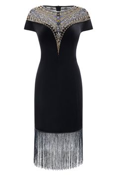 Fitted V-neck Flapper Evening Dress, Evening Gatsby Style V-neck Flapper Dress, Flapper Style V-neck Evening Dress, Fitted Art Deco Flapper Dress For Party Season, Fitted Gatsby Flapper Dress, Fitted V-neck Flapper Dress For Night Out, Fitted Gatsby Flapper Dress For Night Out, Gatsby Style Flapper Dress For Gala Party Season, Fitted Art Deco Flapper Dress For Night Out