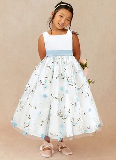 Pollie is our sweet and joyful flower girl A-line dress made from our embroidered tulle. Sage Flower Girl Dress, Green Flower Girl Dresses, Tea Length Tulle, Dusty Sage, Military Ball Dresses, Ivory Flower Girl Dresses, Special Event Dresses