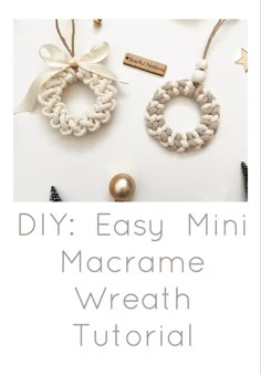 an easy mini macrame wreath is shown with the text, diy easy mini macrame wreath