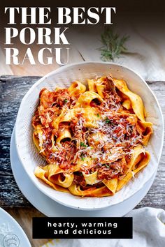 the best pork ragu by hearty, warming and delicious cover art for cookbook