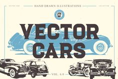 an old fashion car poster with three different cars