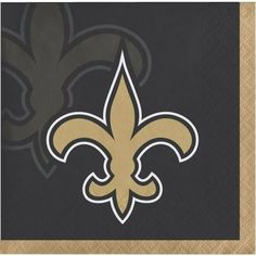 the new orleans saints logo is shown on a black and gold beverage paper napkins