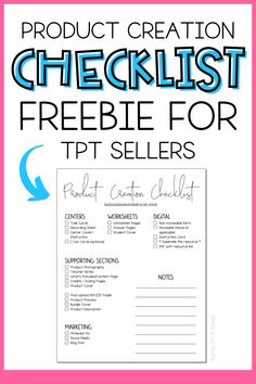 a checklist with the text product creation checklist freebie for tp sellers