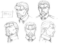 some sketches of different facial expressions for the character from street fighter 3, which is currently in