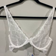 Free People Bra Lace Plunge White Plunging V-Neckline, Scalloped Edges, Adjustable Straps, Hook Closures, Unlined Sold As Is: No Returns Elegant V-neck Bra For Party, Elegant V-neck Summer Bra, Elegant Lace V-neck Bra, Elegant V-neck Lace Bra, Elegant V-neck Bra, Delicate Lace V-neck Bra, Fitted Lace V-neck Bra, Lace V-neck Fitted Bra, V-neck Lace Fitted Bra