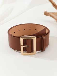 Element:Plain \nBuckle Type:Quadrate Pin Buckle \nColor:Brown \nPattern Type:Plain \nStyle:Casual \nBelts Width:Wide Belt \nStretch:Non-Stretch \nType:PU Buckle Belts \nComposition:100% Polyurethane \nMaterial:PU Leather \nBuckle Element:Geometric \nStrap Element:Plain \n Old Money Belt, Nautical Inspired Outfit, Country Club Casual, Looks For Men, Riviera Chic, Country Club Style, Wide Waist Belt, Unique Styling, Money Belt