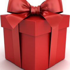 a red gift box with a bow on it