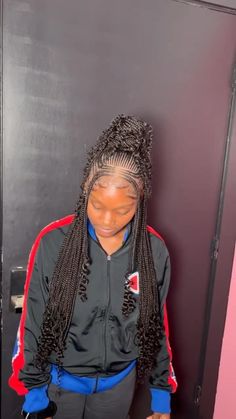 French Braids With Curls At The End, Fulani Braids Hairstyles With Bangs, Middle School Hairstyles Black Braids, Half Up Half Down Knotless Braids, First Day Of School Hairstyles Braids, Unique Braids For Black Women, Zig Zag Fulani Braids, Fulani Goddess Braids, Funali Braids