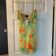 New With Tags Cider Sundress. Floral / Multicolor Pattern Baddie Dresses, Cider Dresses, Sundress Floral, Green Orange, Cider, Sundress, Dresser, Multi Color, Mini Dress